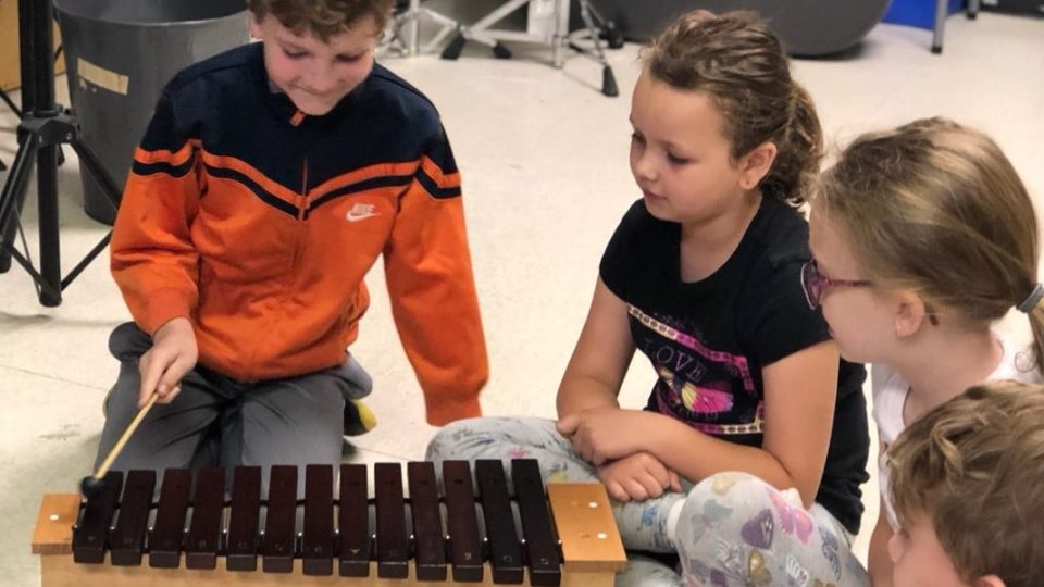 Kids playing Xylophone